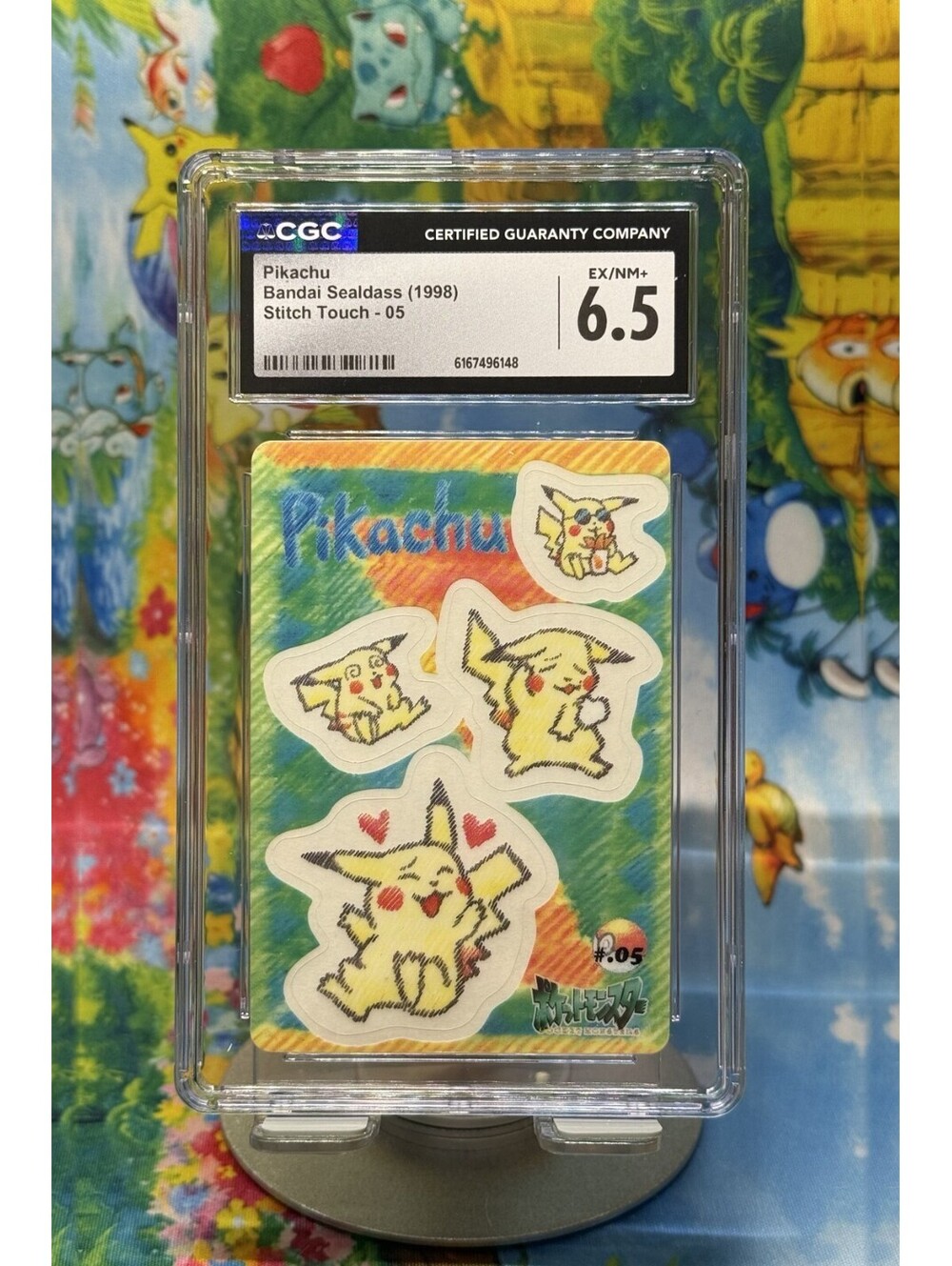 Pikachu Bandai Sealdass Stitch Touch #05 1998 CGC 6.5